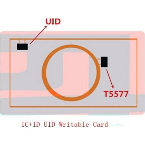 1pc EM4305 T5577 UID Writable RFID Dual Chip Changeable Card Proximity 125KHz 13.56MHz Rewritable Access Duplicate Clone