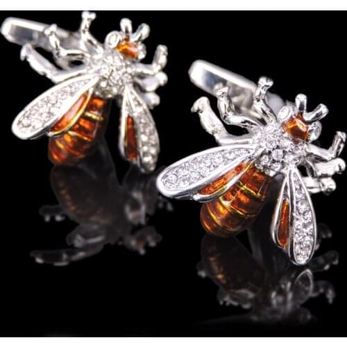 Hand painted oil insect bee Cufflinks fashion mens French shirt cuff buttons womens jewelry