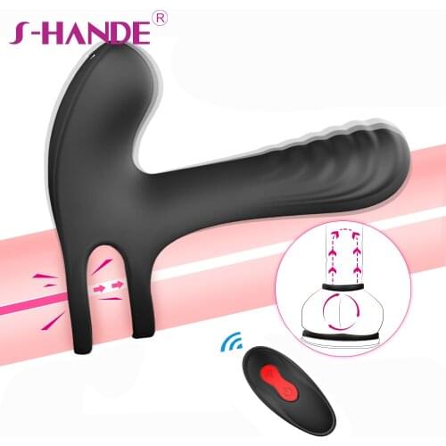 SHANDE Couples Long Lasting Erection Penis Vibrator with Double Ring Nipples Massager Vagina Clitoris Stimulator Adult Sex Toys