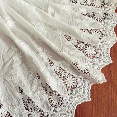 Width 125cm Delicate off white lace fabric skirt cotton cloth embroidery fabric DIY fabric dress clothing accessories
