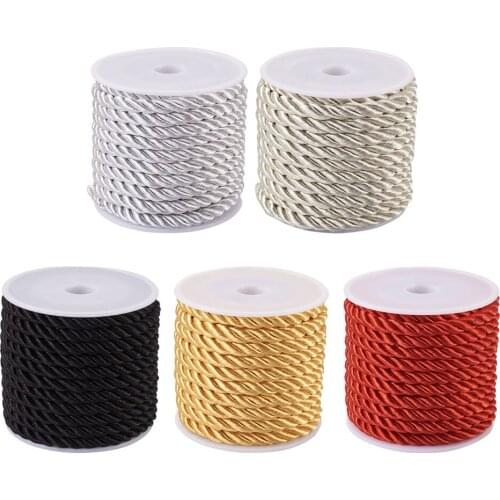 5Rolls/set 5mm Twisted Cord Mixed Color Polyester Cords DIY Bracelet Thread String Jewelry Handmade Home Decoration Accessories