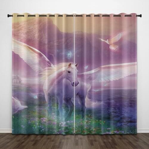 Unicorn 3D Printing Blackout Curtain Bedroom Living Room Home Decoration for Kids Children Boys Girls