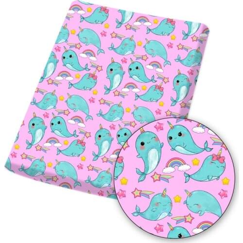 Fabric By The Yard Cartoon Animals Printed Cloth Sheets Handmade Sewing Clothes Dress Making DIY Mask Crafts Material45*145cm/pc