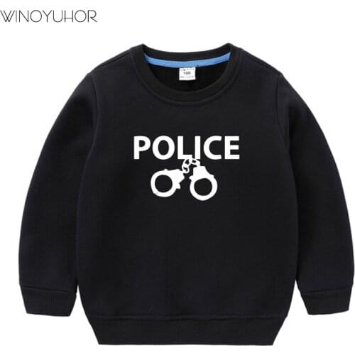 Boys Hoodies Police Handcuffs Print Autumn Winter Outwear Children Sweatshirts For Kids Clothes Baby Boys Cotton Pullovers