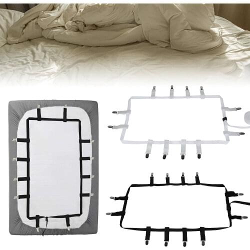 1set Elastic Bed Sheet Grippers Belt Fastener Bed Sheet Clips Mattress Cover Blankets Holder Home Textiles Organize Gadgets