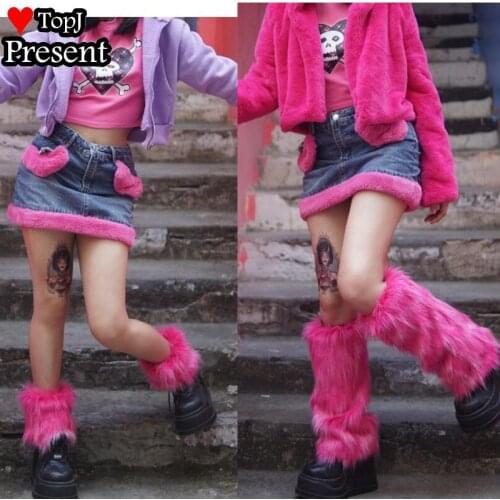 Japan Style fox fur like Long short Women Outdoor Knee High Elastic Leg Warmers Winter Slim Gothic Hip-hop Punk Rock Socks