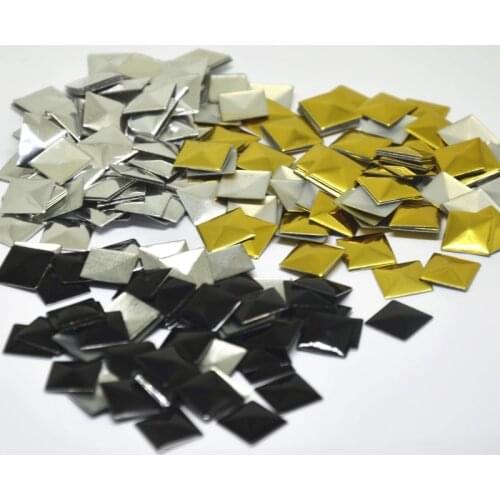 Gold/Silver/Black Hotfix Studs Aluminum Square Pyramid Iron on Rhinestuds Flat Back Rhinestones For DIY With Adhesive