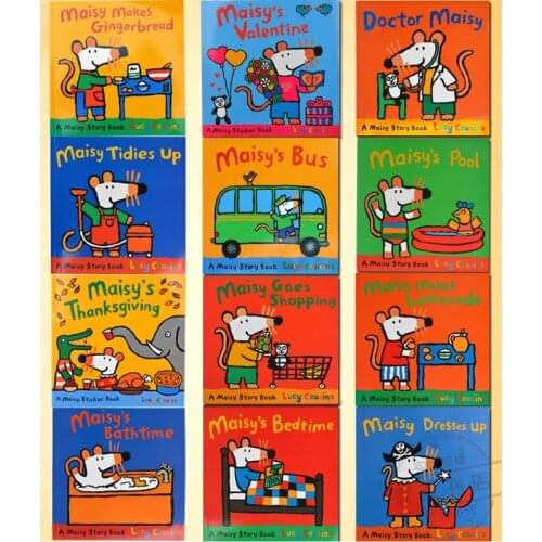 12 Books/Set Maisy Swim Bag Wave Mice Mouse English Picture Book Children Story Book Sticker Book IQ EQ Training
