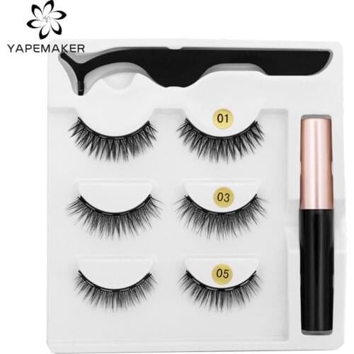 YAPEMAKER 2pairs Magnetic Eyelashes Magnetic Eyeliner Waterproof Liquid Short False Lash Lasting Handmade Eyelash Makeup Tool