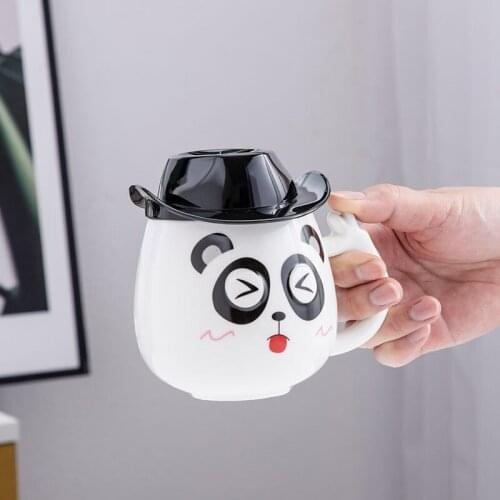 350ML Cartoon Ceramic Mug Creative Coffee Mugs Funny Milk Cups With Hat Shape Lid Unique Drinkware Water Cup Birthday Gifts
