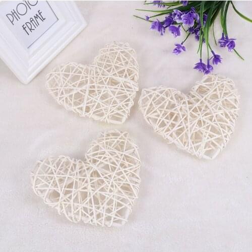 5Pcs/Lot Lovely Rattan Heart Shape Sepak Takraw DIY Rattan Craft Party Decor Supplies (White)