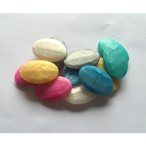 50pcs /lot Metallic Pearl Silicone Teething beads ,pearl oval loose beads for baby chew