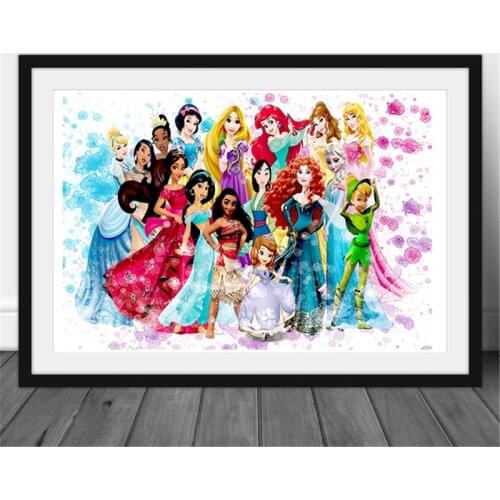 Disney Watercolor Art Canvas Painting Disney Princess Magnolia Snow White Posters and Prints Wall Art Picture Bedroom Decoration
