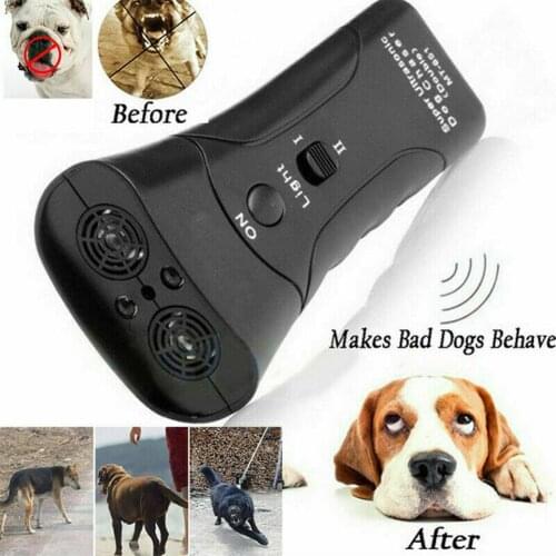 Anti Dog Barking Ultrasonic Pet Trainer LED Light Gentle Chase Training Double Head Trumpet Outdoor Tools Dog Repellents