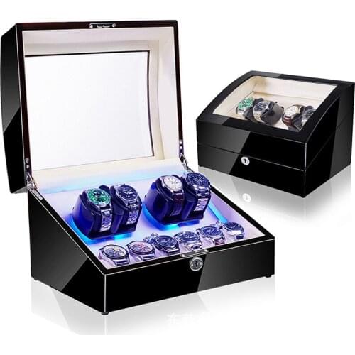 Automatic Watch Winders Box Rotator Watchwinder Winding Luxury Flannel Watch Cabinet Display Storage Box Wood Anti-Magnetization
