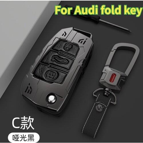 Zinc Alloy +Leather Car Key Case Cover Bag for Audi A1 A3 A4 A5 Q7 A6 C5 C6 Car Holder Smart Remote Car Styling Accessories
