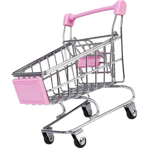 Kids Children Pretend Play Mini Shopping Entertainment Fun Cart Trolley Home Room Office Decor Toy Gift Pink