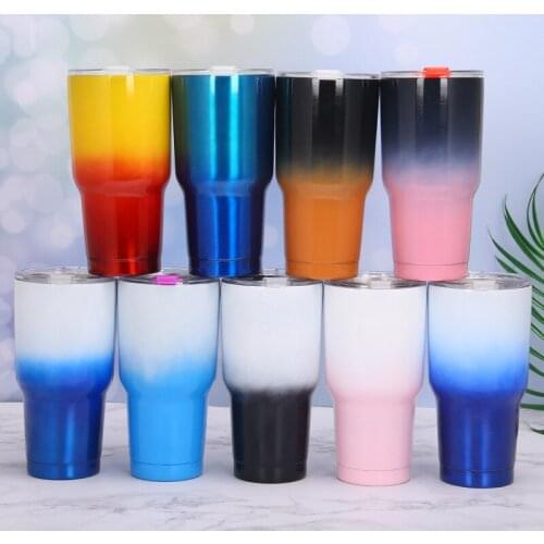 Double Wall Insulation Stainless Steel Tumbler Vacuum Portable Travel Mug Cup Gradient Color Car Mug Ice Ba Cup Creative Mug