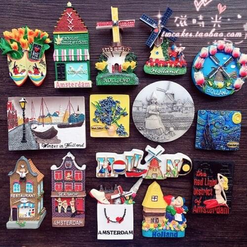 Exported to Europe Holland windmill national flower tulip tourist scenery refrigerator magnet
