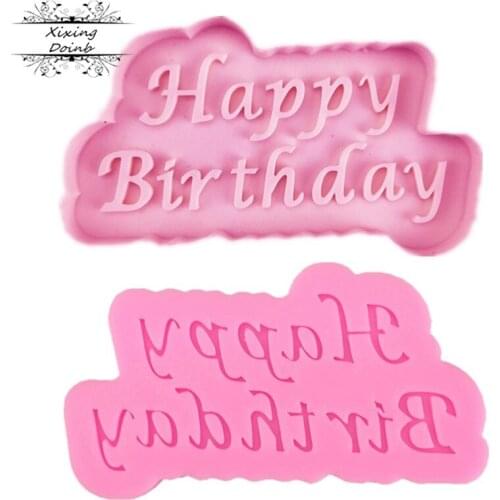 Happy birthday English letter silica gel mold sugar craft cake decoration tool clay Cupcake DIY baking mold