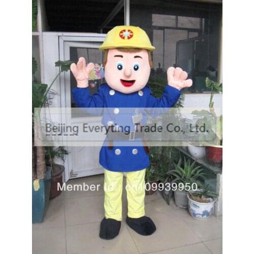 Hot sale Foam Adult cartoon character cute blue fireman Mascot Costume Halloween party costumes