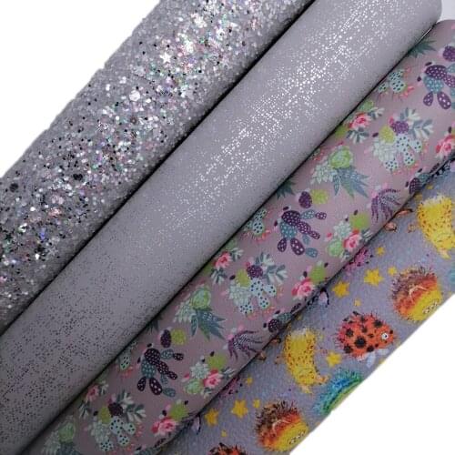 Purple Glitter leather, Monsters Printed synthetic leather, Iridescent Faux Leather Sheets For Bows DIY 21x29CM KM680