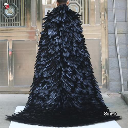 Halloween Black Devil Feather Cloak Color Cape Cosplay Costume Witch Vampire Women Men Vampires Grim Reaper Party