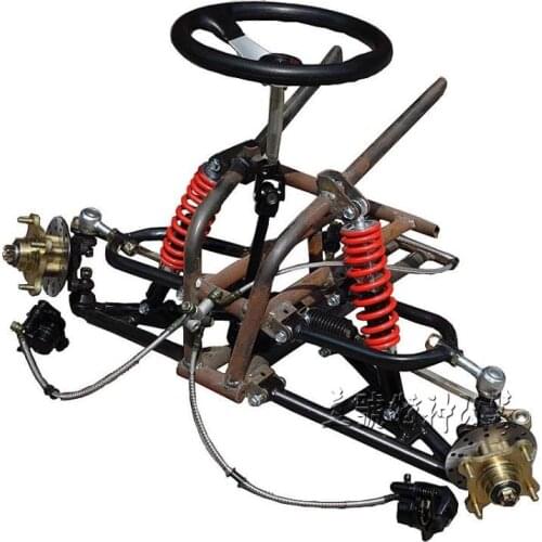 Go Kart Karting Four Wheel ATV UTV Steering Rack Disc Brake Front Suspension Frame Swingarms With Steering Wheel Shock Absorbers