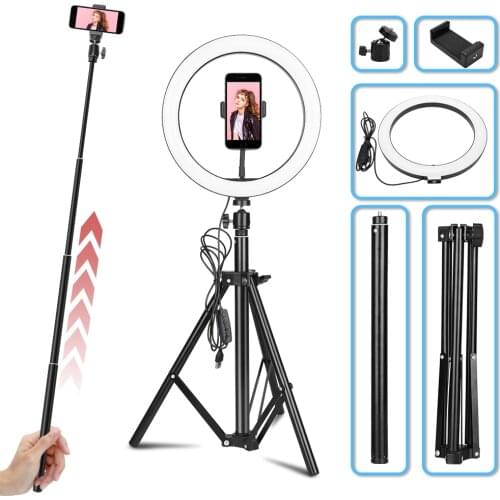 16/26/30cm Selfie LED Video Ring Light Dimmable Selfie Lamp With 160cm 2 in 1 Tripod Stand for Makeup YouTube Video Photography