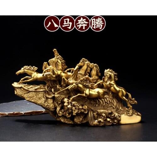 2021 Company SHOP Store home efficacious Success Mascot Recruit money good luck 3D 8 horses copper Sculpture FENG SHUI statue
