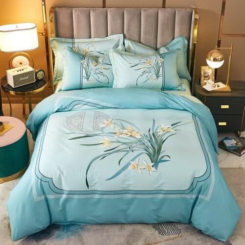 Chinese Style 100% Cotton 4pcs Quilt Cover Bed Sheet with Pillowcase Bedding Set Duvet Cover Quilt Bedding Full King Bed Set
