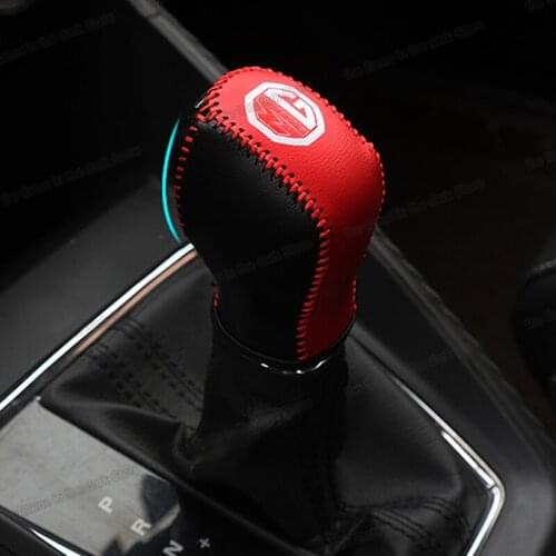 Lsrtw2017 Fiber Leather Car Gear Shift Knob Cover Handbrake Protector for Mg Zs 2017 2018 2019 2020 Ev Interior Accessories Auto