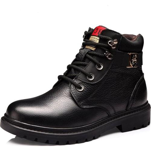 Brand Genuine Leather Men Shoes Autumn Winter Men Boots Fashion Vintage Style Male Motorcycle Shoes High-Cut Men Casual Shoes