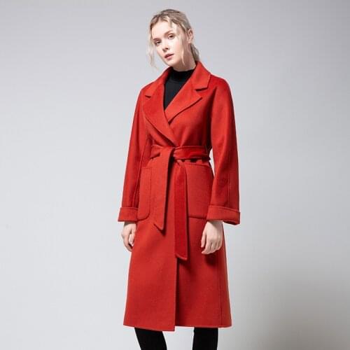 2020 new fashion womens wool coat long slim coat slim