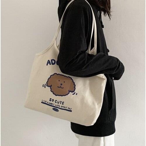 2020 New Women Canvas Shopping Bag Korea Large Capacity Cotton Cloth Shoulder Bags Student Ulzzang Eco Reusable Handbags Tote
