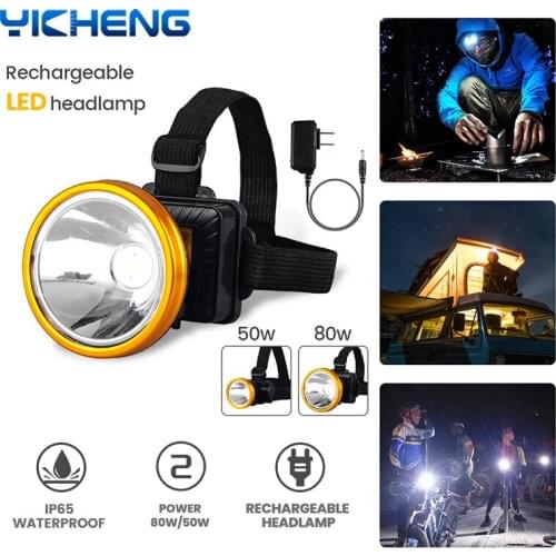 Rechargeable 50W 80W LED Induction Headlight Cycling Camping Light 2400mAh Battery High Power LED HeadLamp For Outdoor Hunting