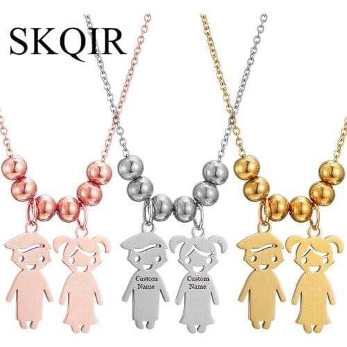 Custom Personalized Couple Name Necklace Gold Stainless Steel Chain Beads Choker Women Jewelry Lover Gift