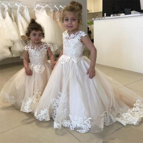 Princess Flower Girl Dress Lace Tulle Wedding Party Kids Dresses For Girls Childrens Costume Teenager Communion Gowns