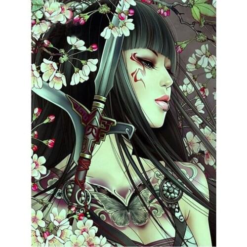 Full Square/Round rhinestone Diy Diamond Painting"Japanese Samurai Beauty"Handcraft diamond Embroidery Mosaic home Decor 856