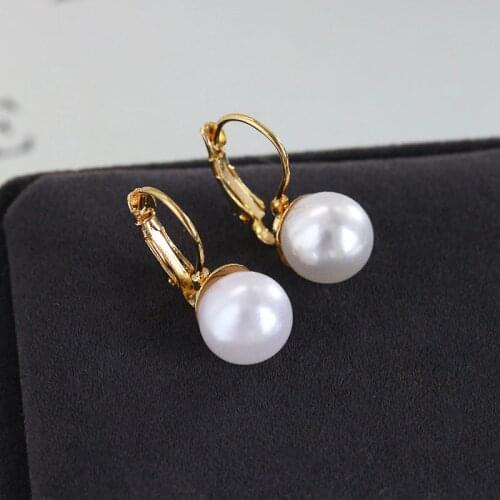 Trendy Sleek Big Simulated Pearl Ball Pendant Gold Silver Plated Plated Drop Dangle Earrings for Women Fashion piercing Jewelry