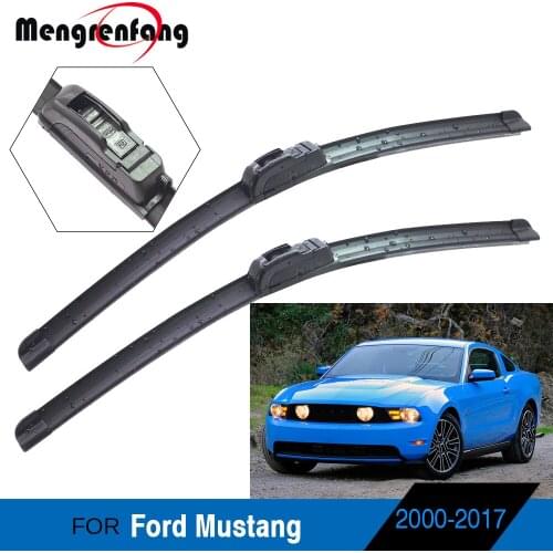 For Ford Mustang 2000-2017 Car Front Windscreen Wiper Blades Auto Soft Rubber Windshield Wiper J Hook & Pinch Tab Arms