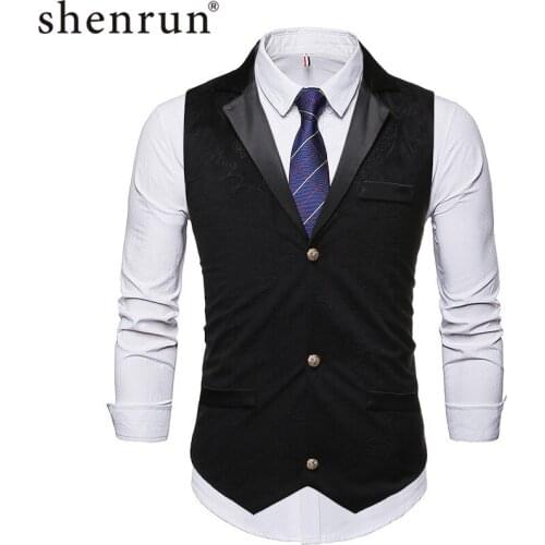 Shenrun Men Vests Slim Fit Banquet Party Prom Wedding Groom New Fashion Emboss Waistcoats Stage Costume Singer Host Dancer Ball
