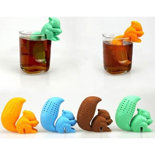 Silicone Tea Strainer cute Squirrel Shape Tea Infuser Reusable Herbal Spice Filter Brewing Tea Device kitchen teapot Accessories