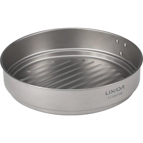 Lixada 1100ml Titanium Fry Pan Ultralight Grill Frying Pan with Folding Handle for Outdoor Cooking Camping Hiking Backpacking