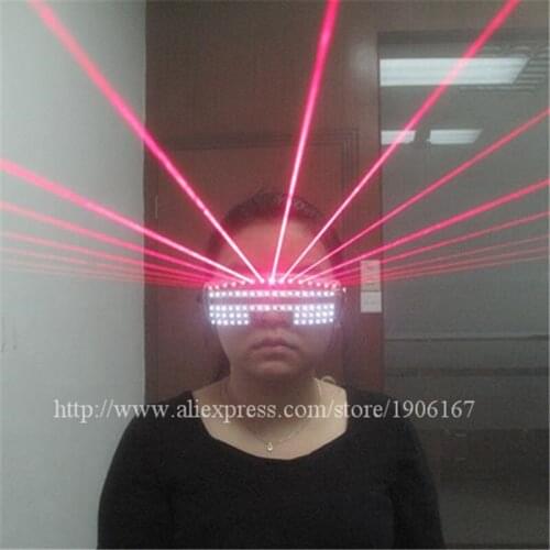 Led Luminous Red Laser Man Glasses Party Christmas Halloween Laserman Show Glasses DJ KTV Nightclub Singer Dancer Stage Props