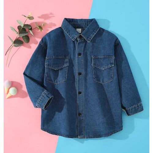 3-14Years Spring Baby Girl Shirts for Kids Clothes Autumn Long Sleeve Girls Denim Shirt Children Clothing Cotton Teenagers Tops