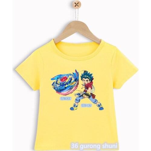 Funny childrens clothes tshirt Cool Beyblade Burst Evolution anime print boys t-shirts cartoon boys clothes summer yellow tops