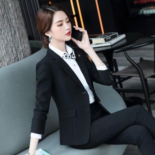 Womens suits fashion slim lapels single button professional wear simple temperament trousers autumn and winter new two-piece