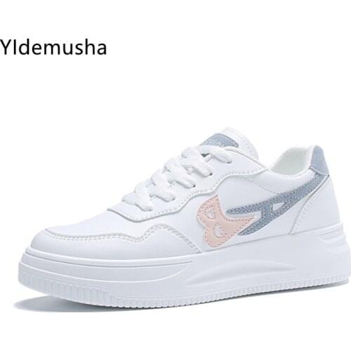 Woman Sneakers PU Leather Platform Sneakers Women Vulcanize Shoes Casual White Sneaker Shoes Ladies Lace-up Walking Trainers