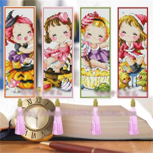 030 DIY Craft Stich Cross Stitch Bookmark Christmas Plastic Fabric Needlework Embroidery Crafts Counted Cross-Stitching Kit